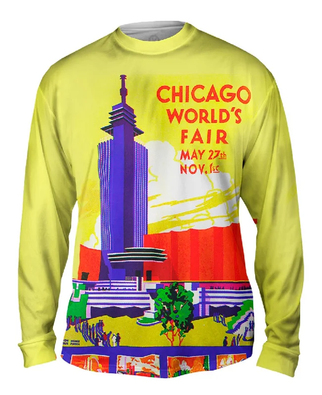 Trendy Oversized Long Sleeve-Chicago Worlds Fair Poster 054