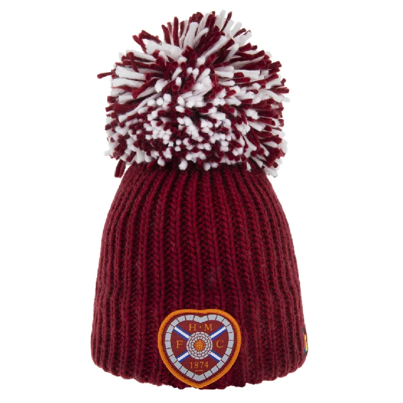 Comfortable Fitted Cap-Hearts FC Burgundy Big Bobble Hat