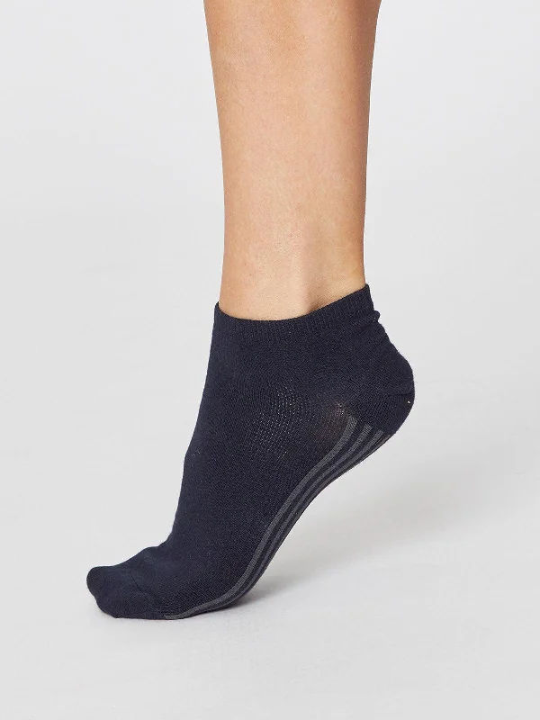 Stylish Lace-Trimmed Socks-Solid Jane Trainer Socks - Navy