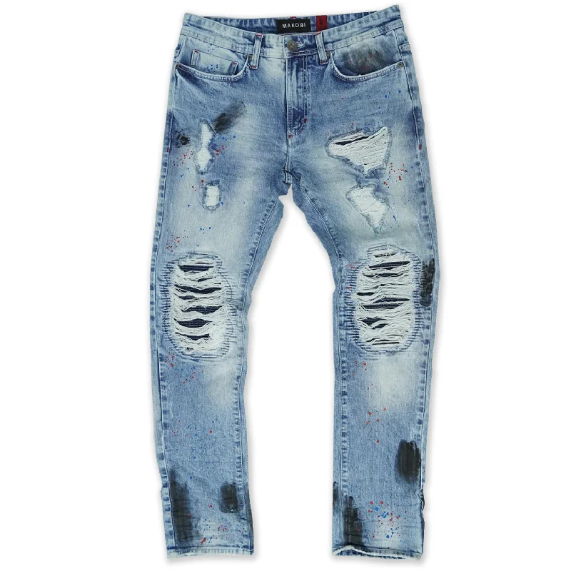 Stylish Bootcut Jeans-M1920 Zuma Shredded Jeans - Light Wash