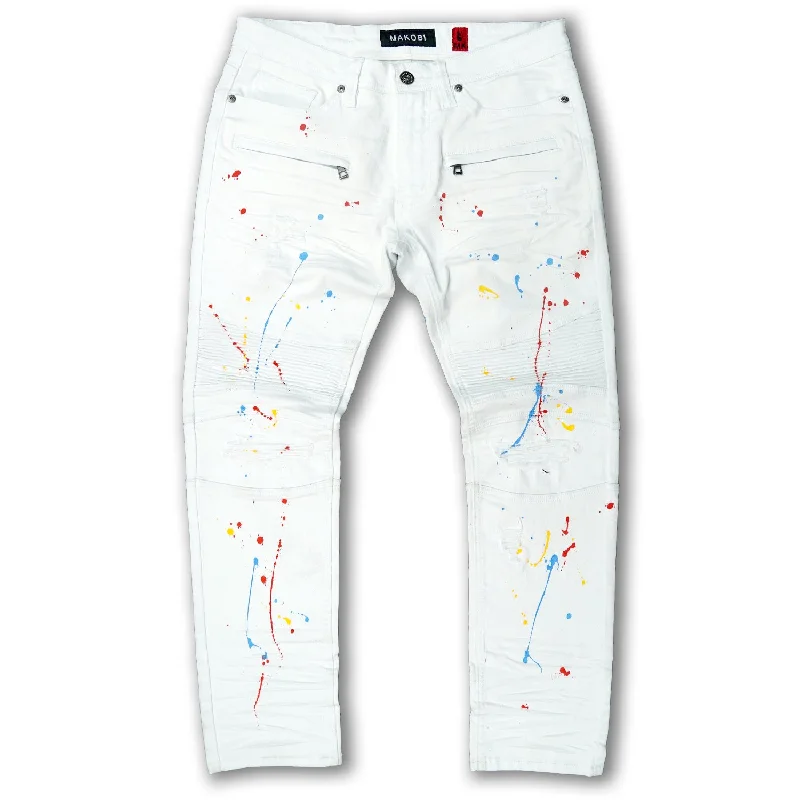 Classic Casual Pants-M1750 Super Sauce Biker Jeans - White