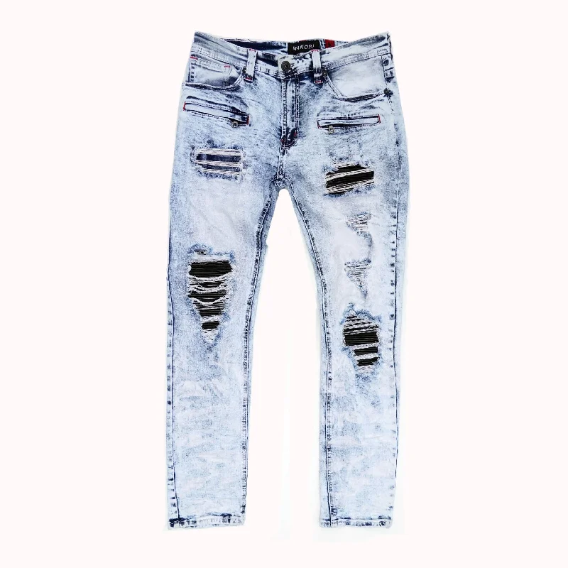 Comfortable Tapered Joggers-M1970 Ashton Shredded Jeans- Light Wash