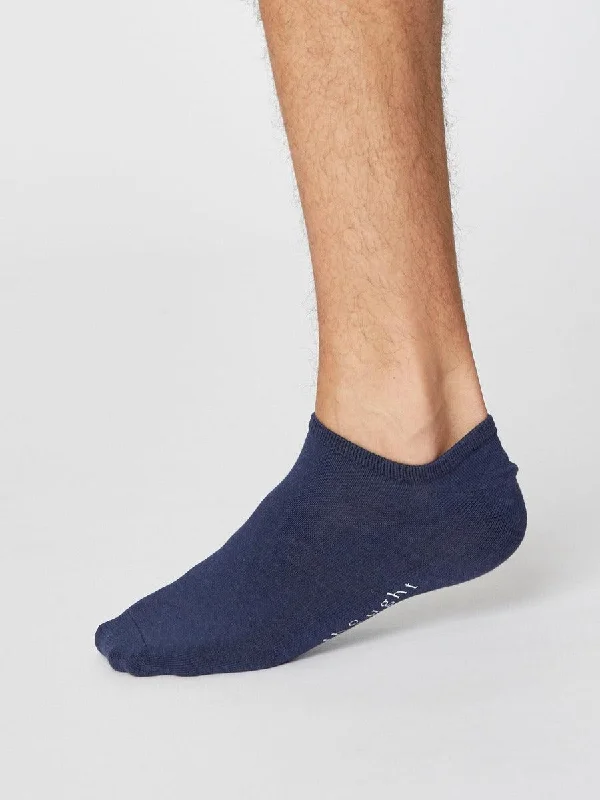 Classic Knee-High Wool Socks-Ashley Trainer Socks - Navy