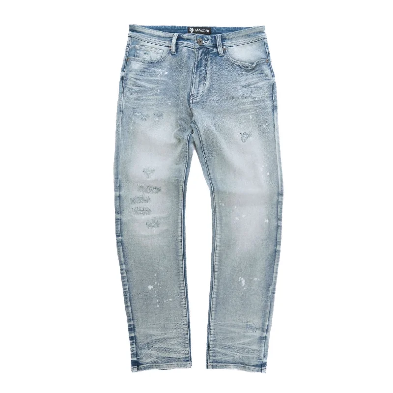 Comfortable Drawstring Pants-M1988 Pescara Jeans - Light Wash