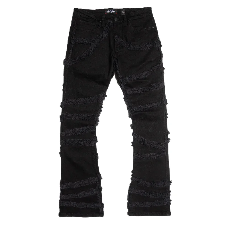 Trendy Denim Jeans-F1705 Leon 36" Stack Jeans - Black