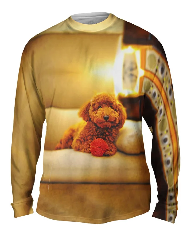 Comfortable Fleece Lined Long Sleeve-Chocolate Couch Poodle