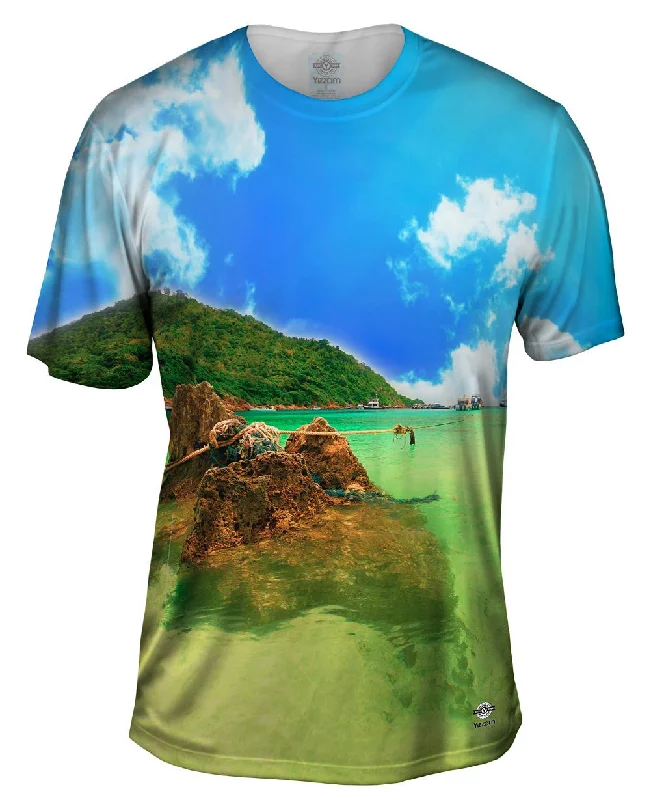 Casual Plain T-Shirt-Cliff Of Vacation Future