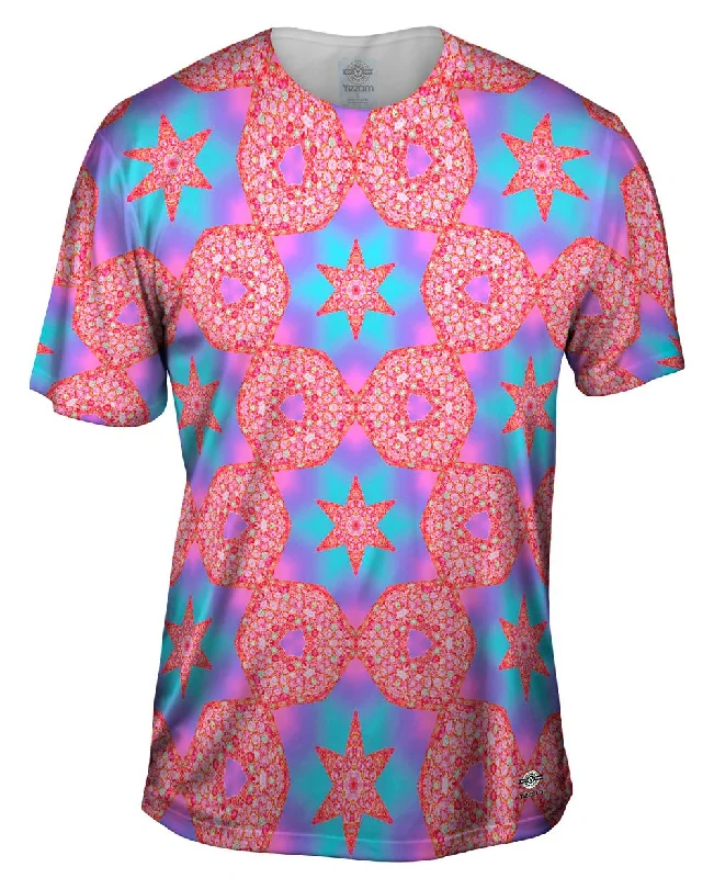 Premium Printed T-Shirt-Pink Starts Pattern