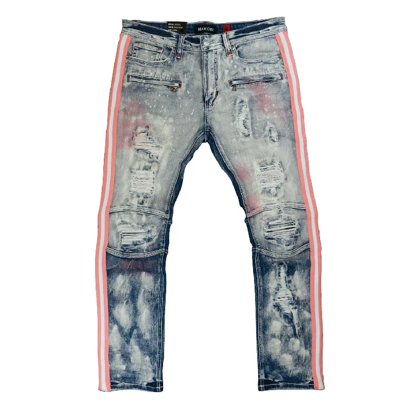 Stylish Track Joggers-M1743 Makobi Majorca Denim Jeans - Light Wash