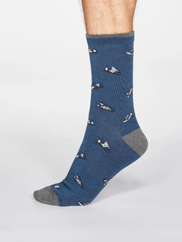 Trendy Pop Art Socks-Aiden Trainer Socks - Denim Blue