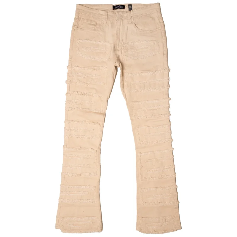 Stylish Bootcut Jeans-F1732 Cashay Stacked Jeans - Natural