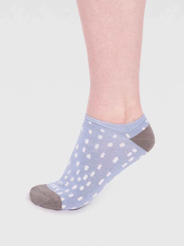 Comfortable Cozy Wool Socks-Serena Bamboo Spot Trainer Sock - Foam Blue