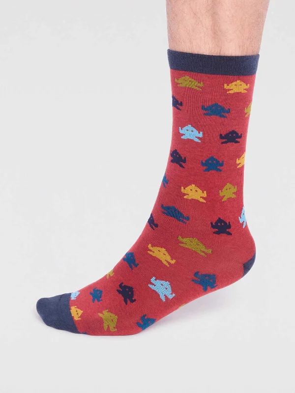 Comfortable Soft Merino Socks-Salas Organic Cotton Rocket Socks - Hibiscus Red