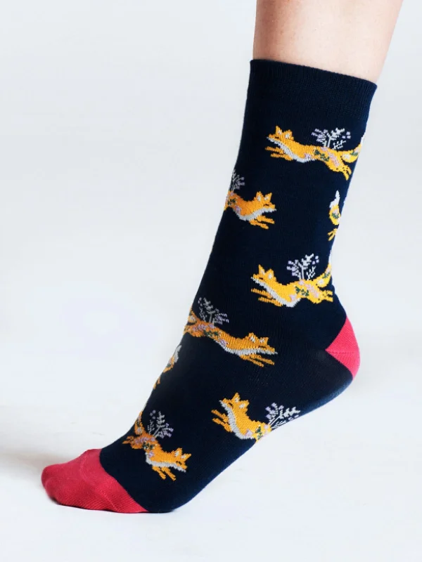 Premium Sport Compression Socks-Bess Fox Bamboo Socks - Navy