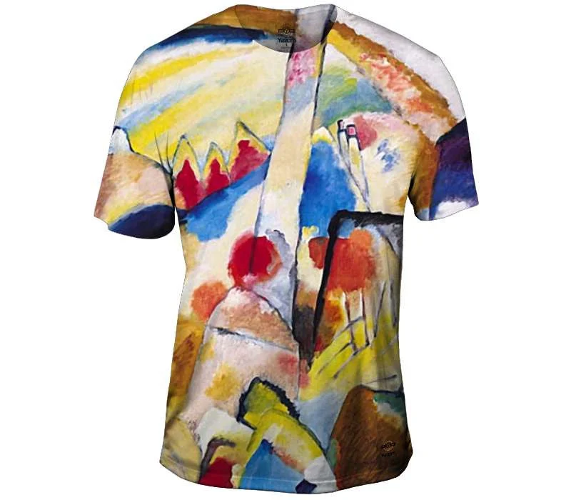 Premium Graphic Print T-Shirt-Landscape with Red Spots - Kandinsky