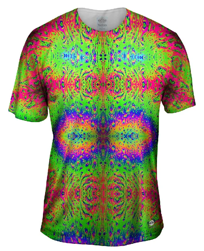 Soft Organic Cotton T-Shirt-Psychodelic Neon Soap Party Lime