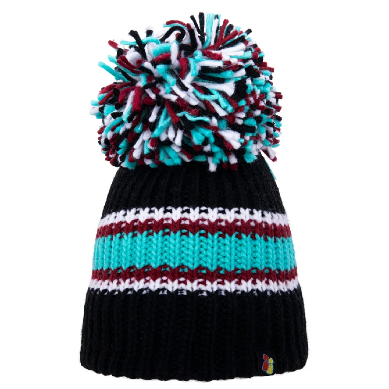 Custom Printed Baseball Hat-Black, Jade, White & Burgundy Big Bobble Hat