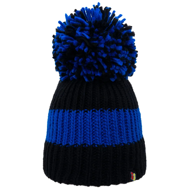 Custom Embroidered Baseball Cap-Black and Dark Blue Big Bobble Hat