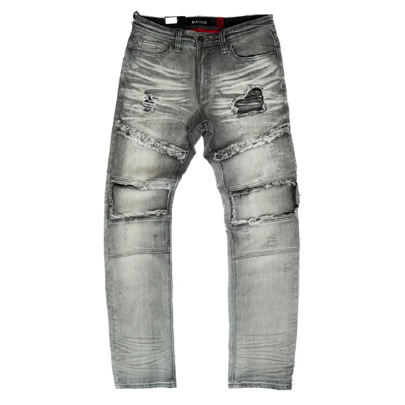 Stylish Track Joggers-M1967 Makobi David Denim Jeans - Gray Wash