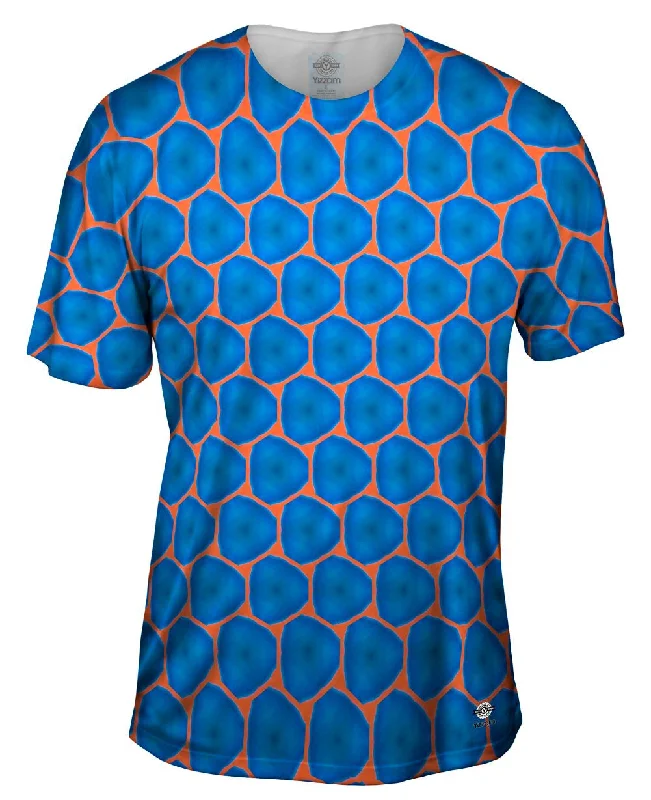 Custom Designed T-Shirt-Blue Orange Colorful Triangles