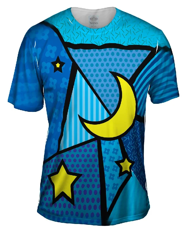 Premium Organic Cotton T-Shirt-Moon and Stars on Blue