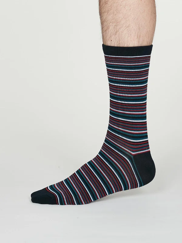 Stylish Floral Socks-William Socks - Navy Blue