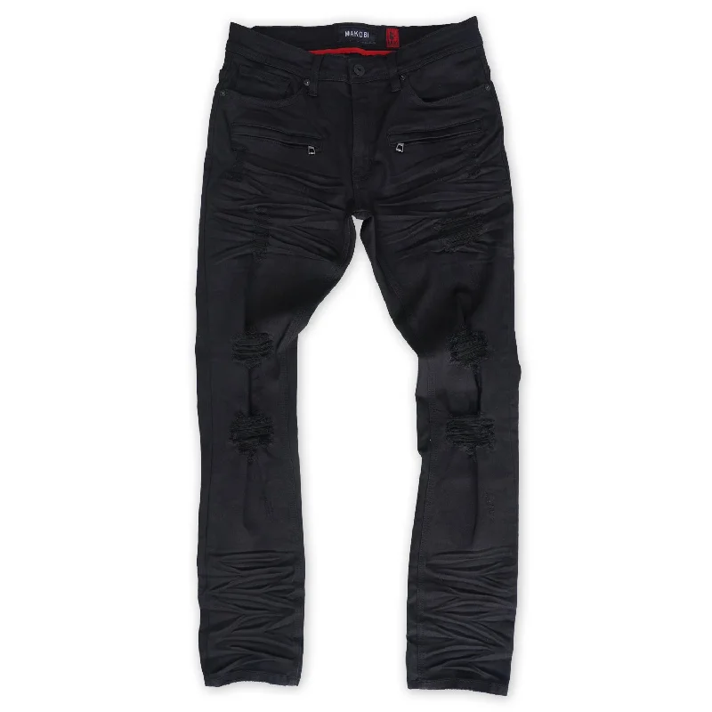 Relaxed Fit Fleece Pants-M1925 Rochester Coded Shredded Jeans - Black/Black