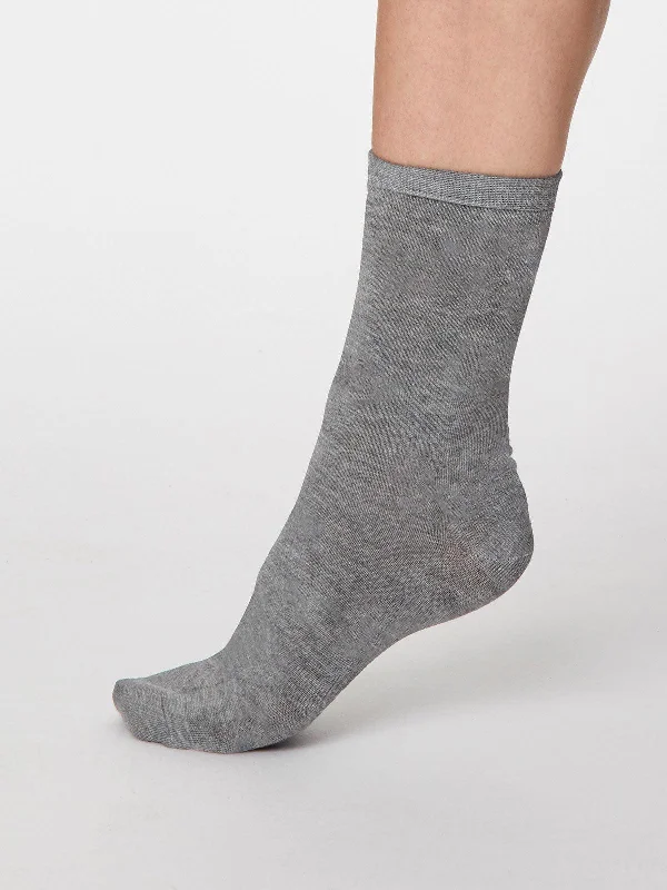 Comfortable Running Crew Socks-Solid Jackie Socks - Mid Grey Marle