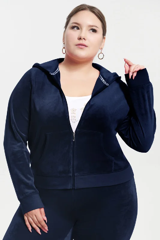 Soft Knit Hoodie-Plus-Size Classic Cotton Velour Hoodie