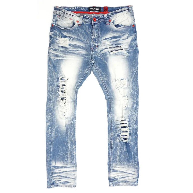 Trendy Pleated Joggers-M1780 Pensacola  Shredded Jeans  - Light wash