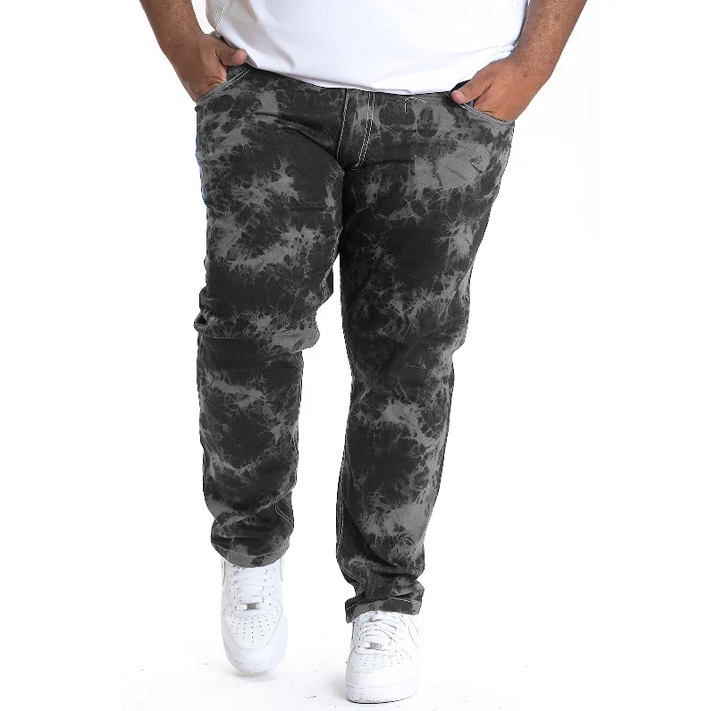 Custom Graphic Pants-M2788 MAKOBI Tie Dye Denim Jeans - Black