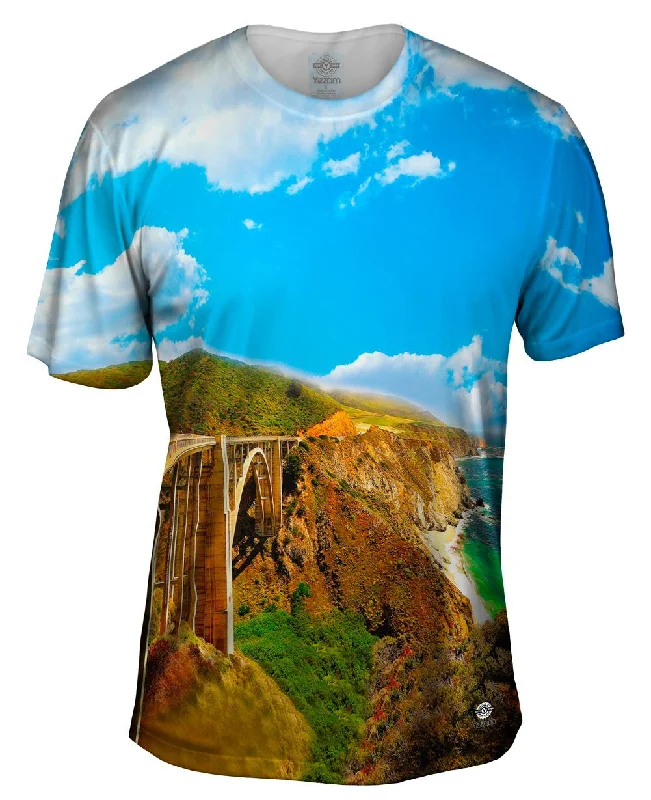 Custom Logo Print T-Shirt-Ocean View By The Shore