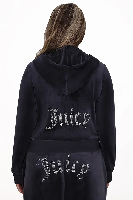 Classic Solid Color Hoodie-Plus-Size OG Big Bling Velour Hoodie