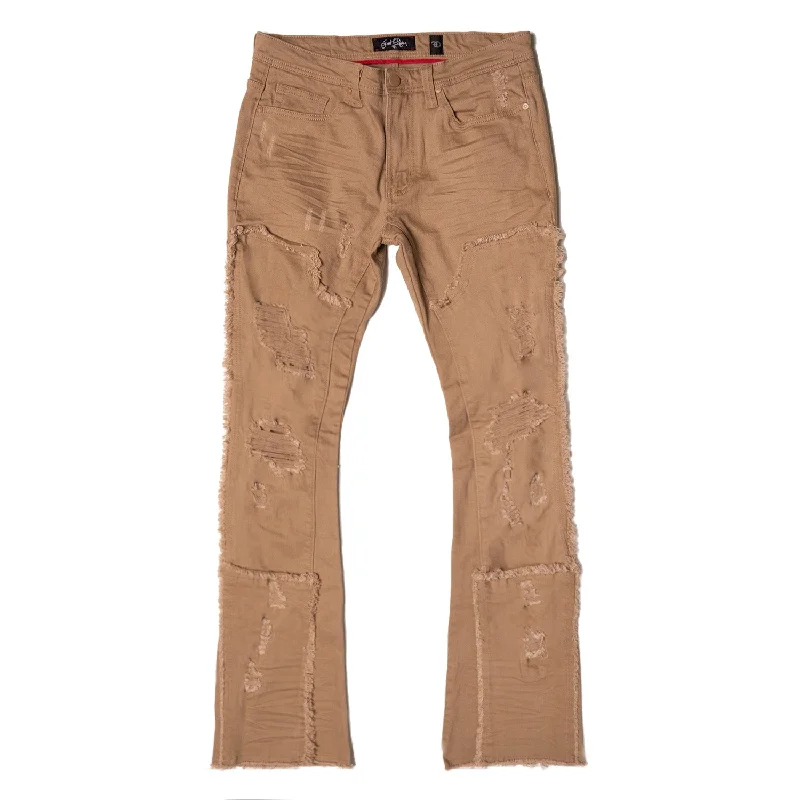 Trendy Checkered Pants-F1781 Gambol Stack Jeans - Khaki