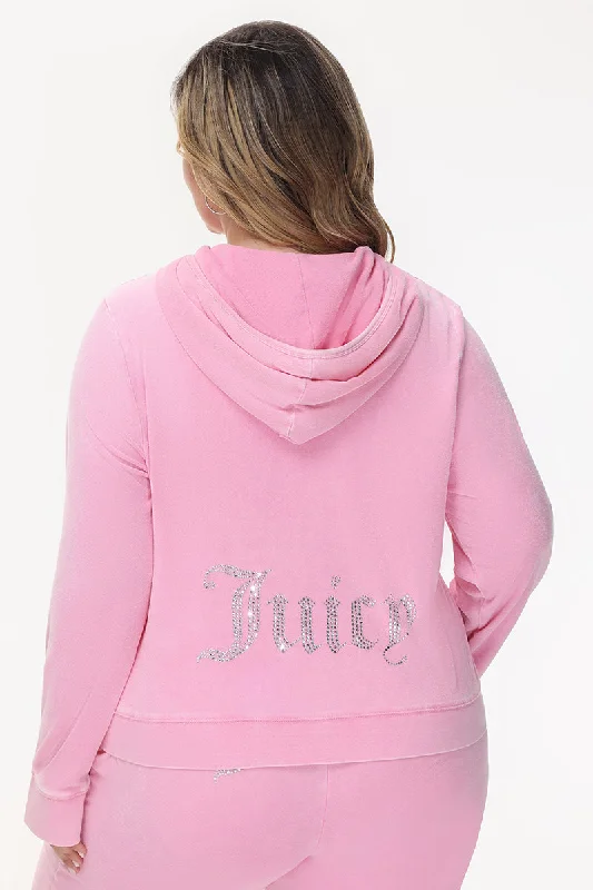 Custom Hooded Sweatshirt-Plus-Size Big Bling Towel Terry Zip Hoodie