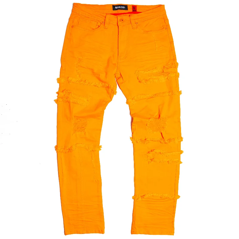 Stylish Casual Joggers-M1912 Bergamo Fray Jeans - Orange