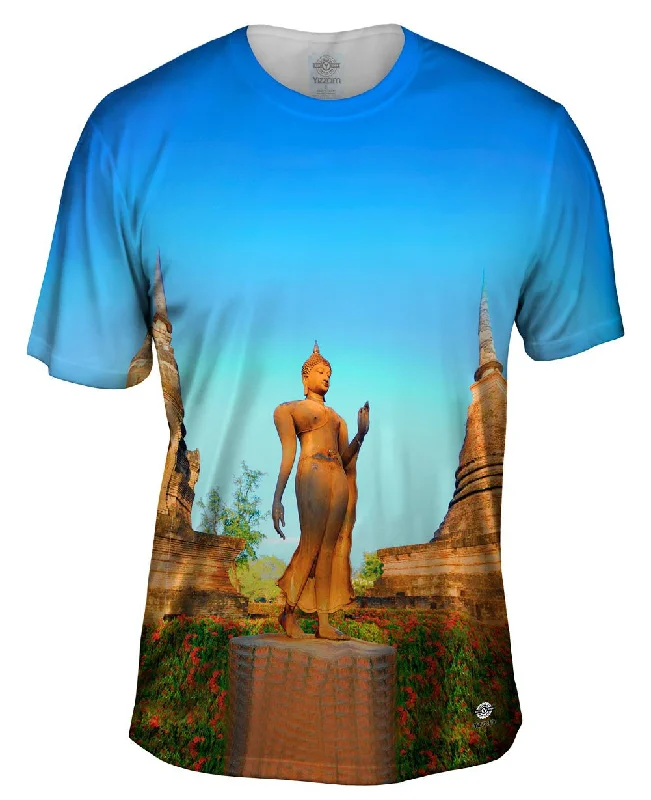 Stylish Long Sleeve T-Shirt-Sukhothai Walking Buddha