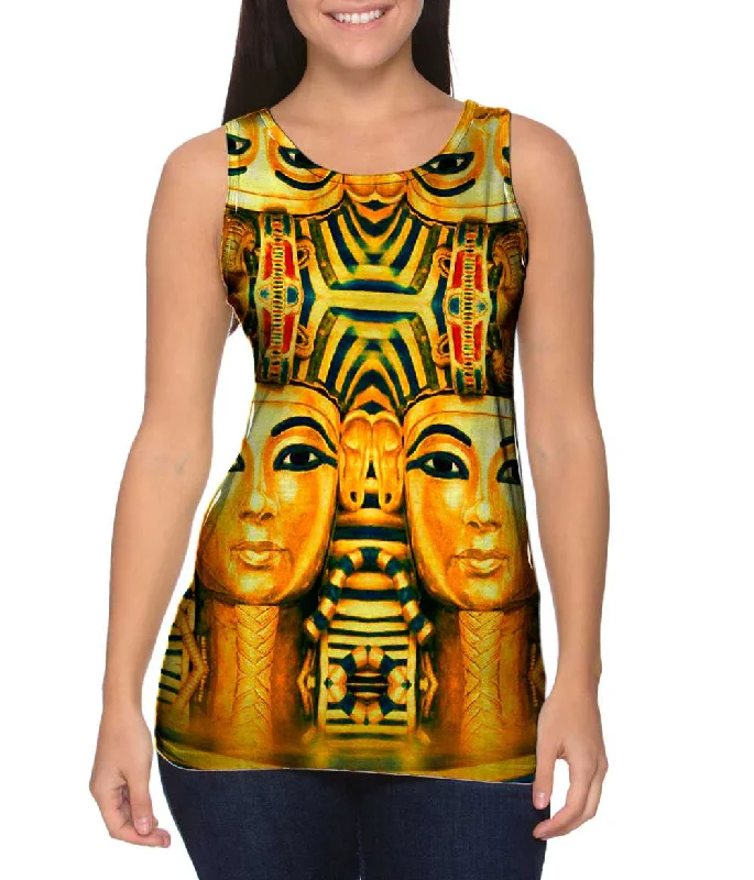 Trendy Printed Sleeveless Shirt-King Tut Reincarnation Black Stripes Copy