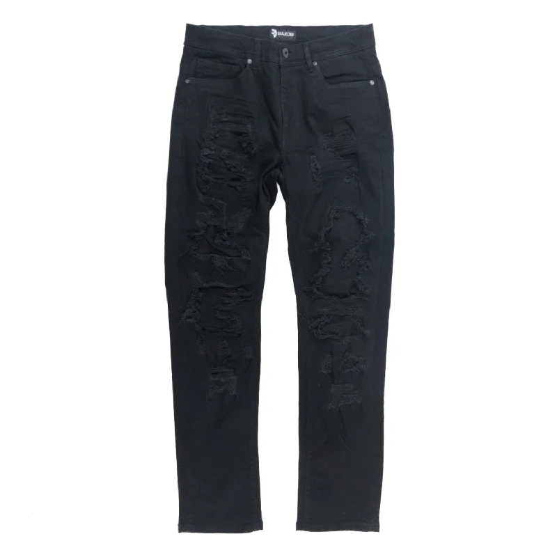 Relaxed Fit Fleece Pants-M1993 Argento Riped & Repair Jeans - Jet Black