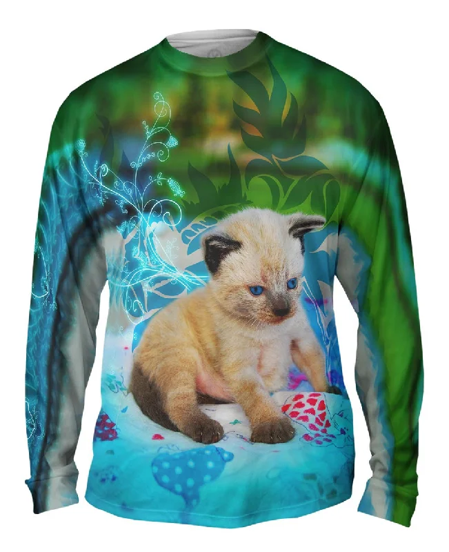 Trendy Graphic Long Sleeve-Blue Siamese Kitten