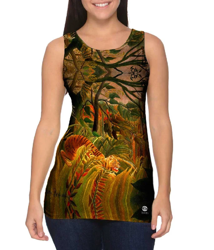 Premium Cotton Muscle Tank-Henri Rousseau - "Tiger in a Tropical Storm" (1891)