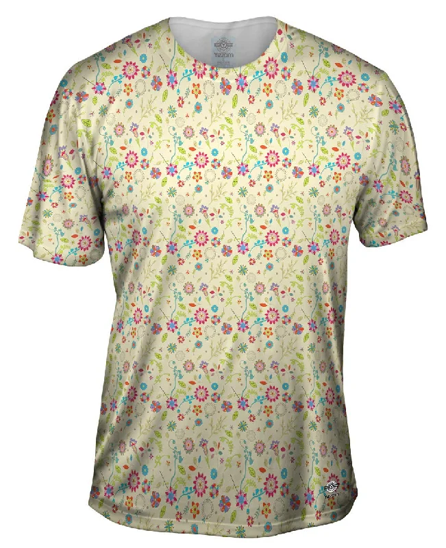 Stylish Relaxed Fit T-Shirt-Flowery Day Pattern