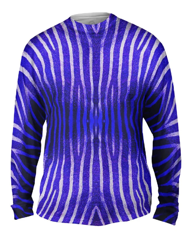 Comfortable Graphic Long Sleeve Shirt-Blue Zebra Stripes