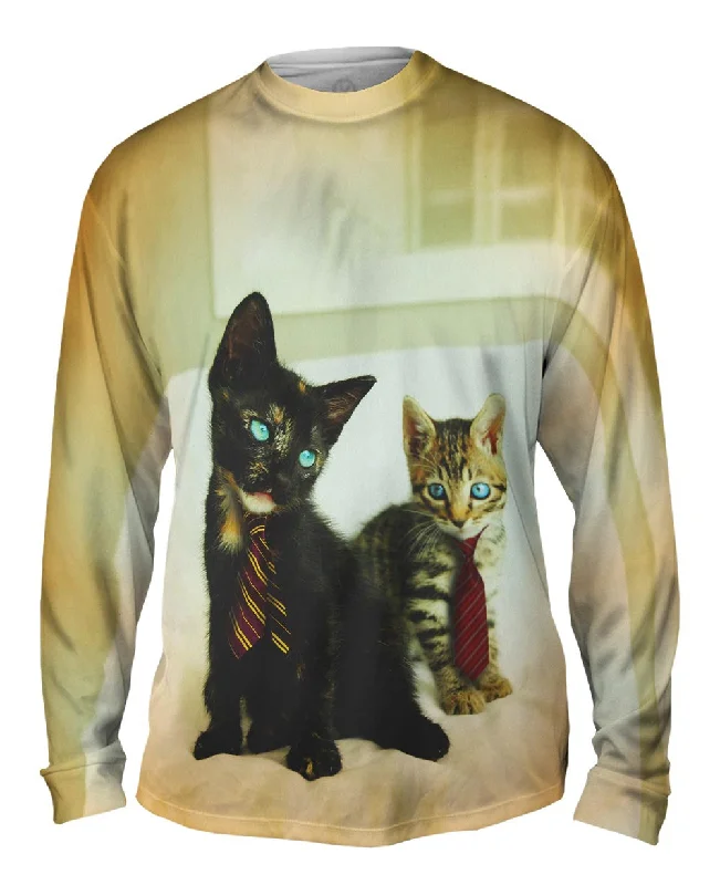 Stylish Round Neck Long Sleeve-Business Kittens