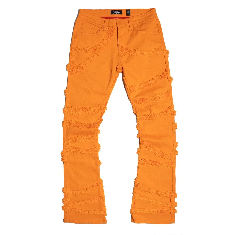 Stylish Velvet Pants-F1705 Leon 36" Stack Jeans - Orange