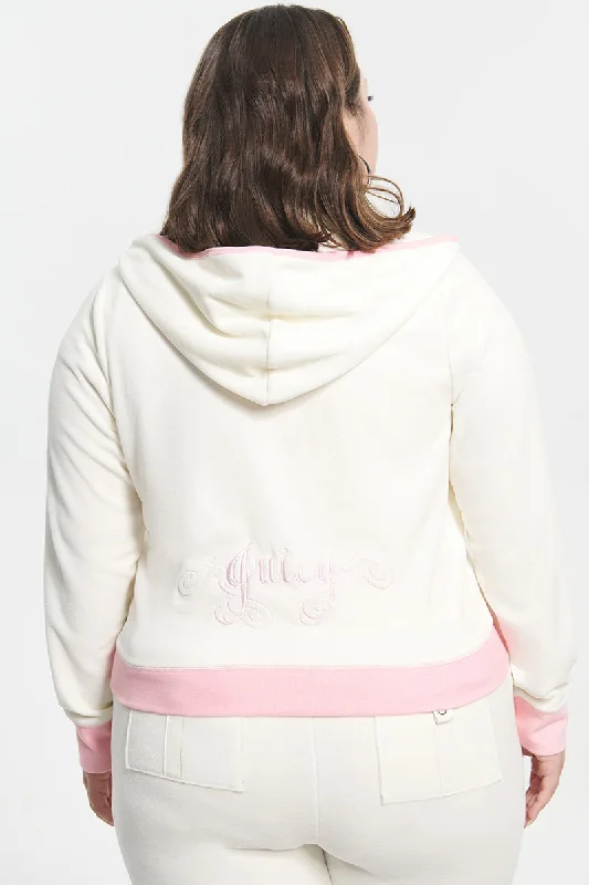 Soft Casual Hoodie-Plus-Size Sweetheart Cotton Velour Hoodie