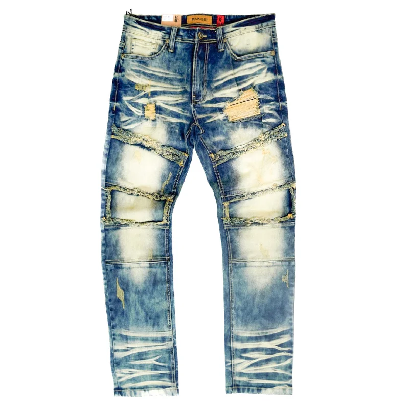 Comfortable Outdoor Work Pants-M1967 Makobi David Denim Jeans - Vintage Wash