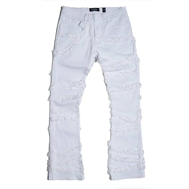 Premium Capri Pants-F1705 Leon 36" Stack Jeans - White