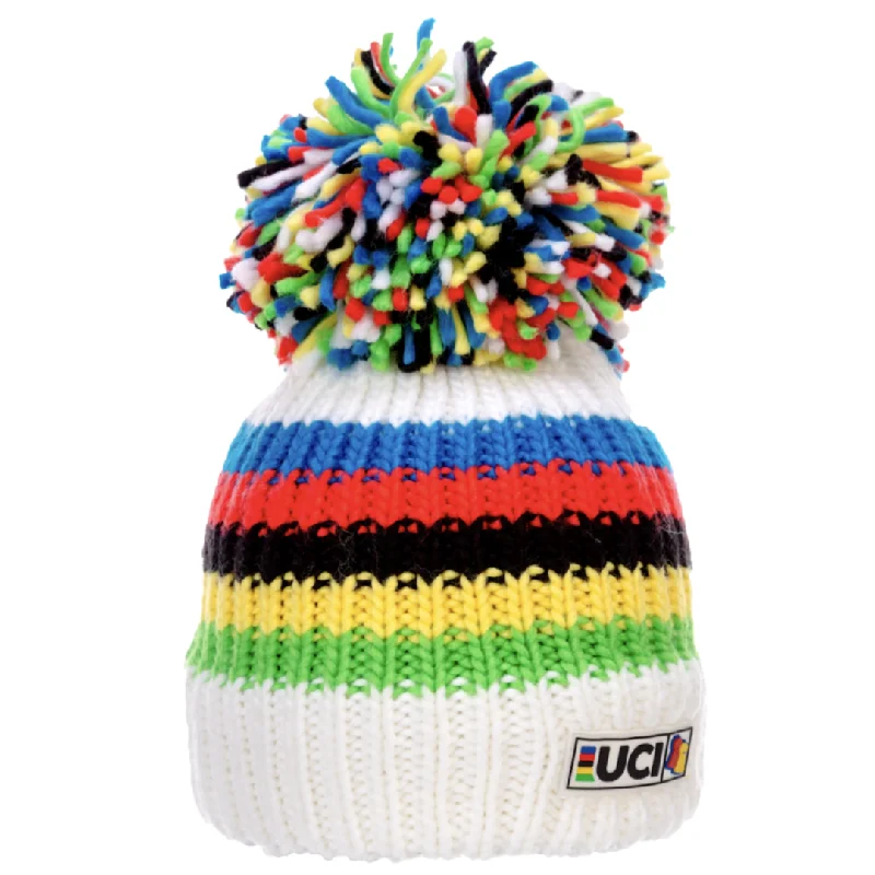 Comfortable Flex Fit Cap-Kids UCI White Rainbow Stripes