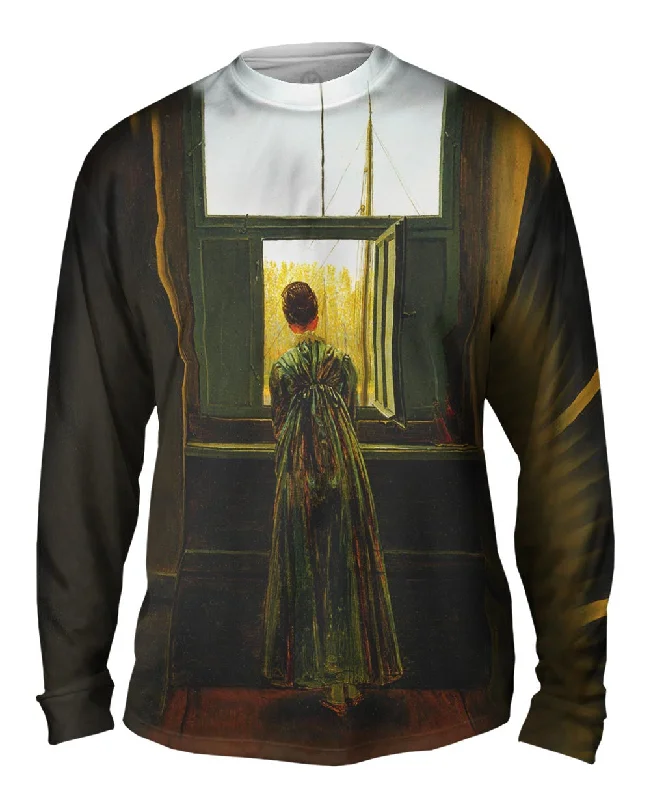 Trendy Faux Layered Long Sleeve-Caspar David Friedrich - "Woman at a Window" (1822)